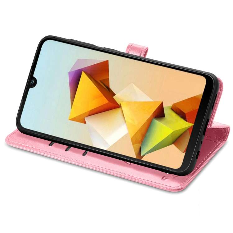 For ZTE Blade A33S Cat and Dog Embossed Leather Phone Case(Pink)