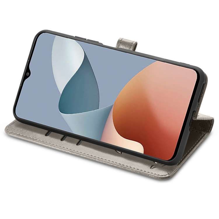 For ZTE Blade A73 4G Cat and Dog Embossed Leather Phone Case(Grey)