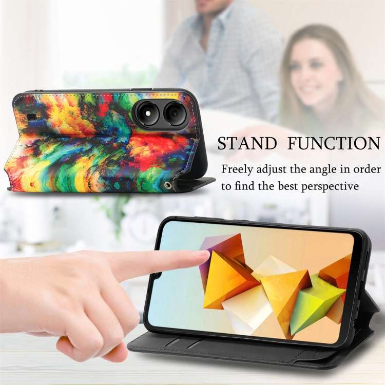 For ZTE Blade A33S CaseNeo Colorful Magnetic Leather Phone Case(Colorful Cloud)