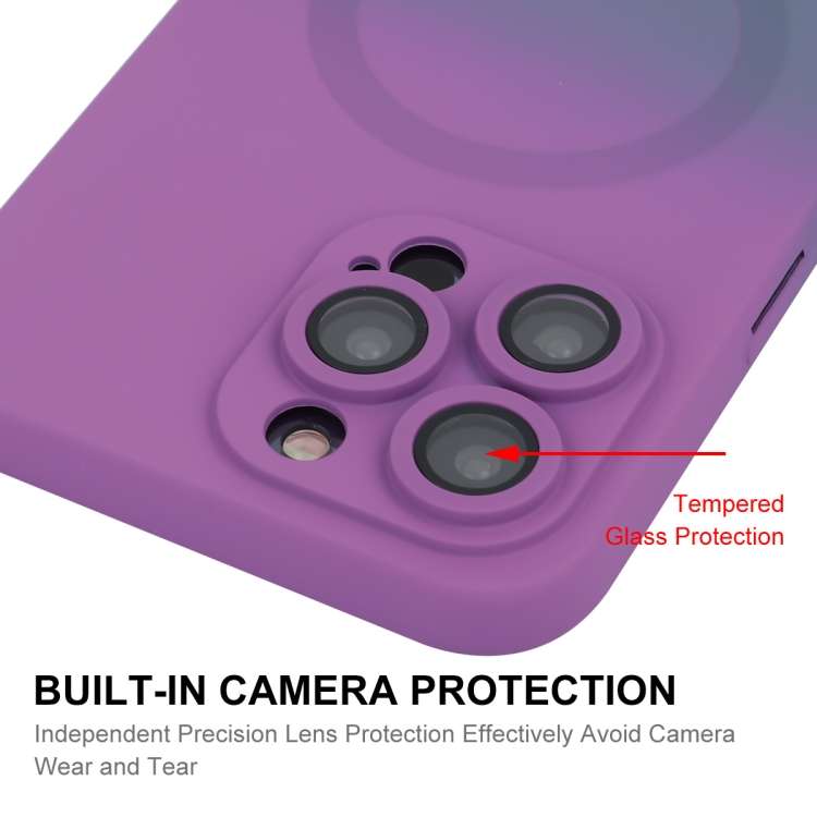 For iPhone 15 Pro ENKAY Hat-Prince MagSafe Rainbow Gradient Silicone Phone Case with Lens Film(Pink