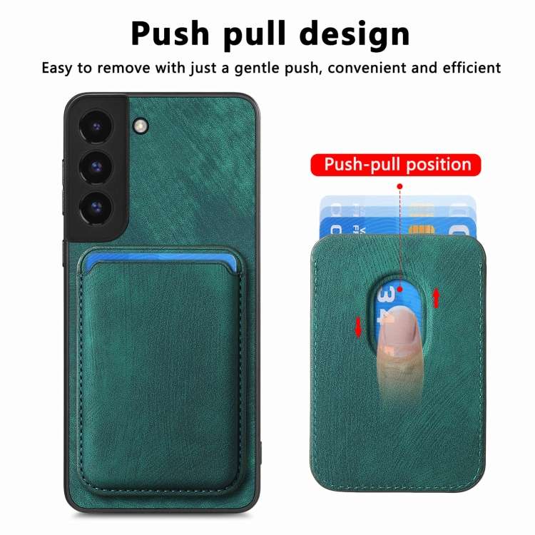 For Samsung Galaxy S22+ 5G Retro Leather Card Bag Magnetic Phone Case(Green)