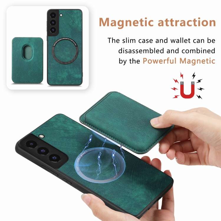 For Samsung Galaxy S22+ 5G Retro Leather Card Bag Magnetic Phone Case(Green)