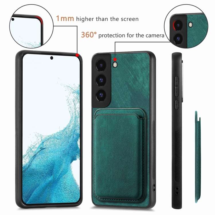 For Samsung Galaxy S22+ 5G Retro Leather Card Bag Magnetic Phone Case(Green)