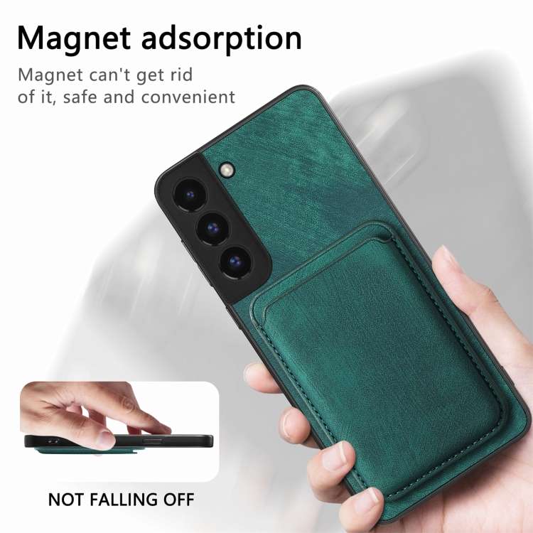 For Samsung Galaxy S22+ 5G Retro Leather Card Bag Magnetic Phone Case(Green)