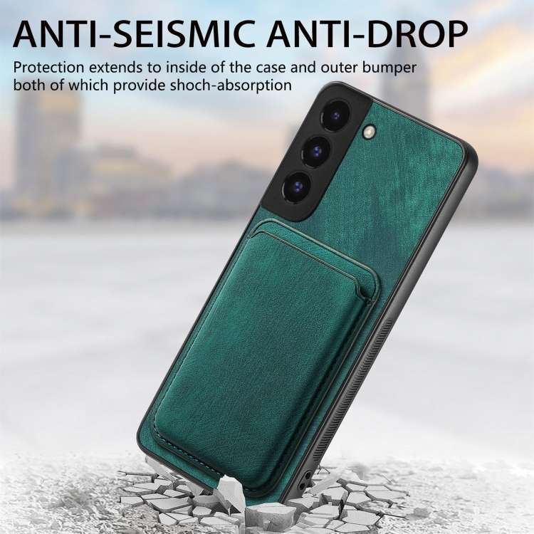 For Samsung Galaxy S22+ 5G Retro Leather Card Bag Magnetic Phone Case(Green)