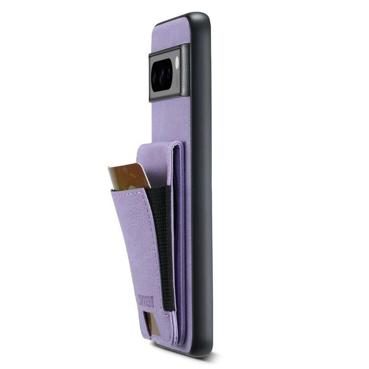 For Google Pixel 8 Suteni H03 Litchi Leather Card Bag Stand Back Phone Case(Purple)