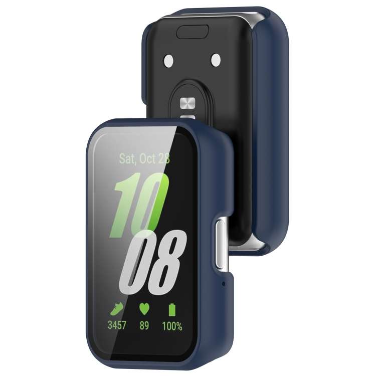 For Samsung Galaxy Fit 3 SM-R390 PC + Tempered Glass Film Integrated Watch Protective Case(Midnight