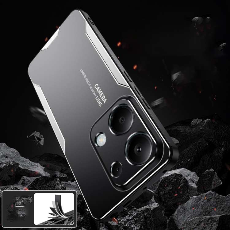 For Xiaomi Redmi Note 13 Pro 4G Blade Series TPU Hybrid Metal Phone Case(Silver)