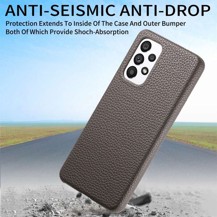 For Samsung Galaxy A52 5G Litchi Oil Edge Leather Back Phone Case(Grey)