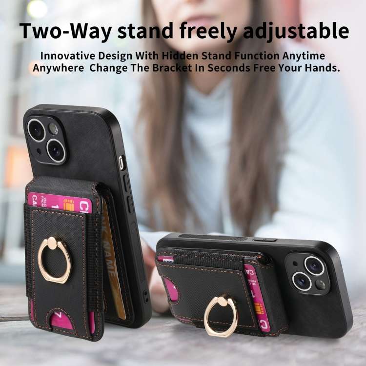 For iPhone 6 / 6s Retro Splitable Magnetic Stand Card Bag Leather Phone Case(Black)