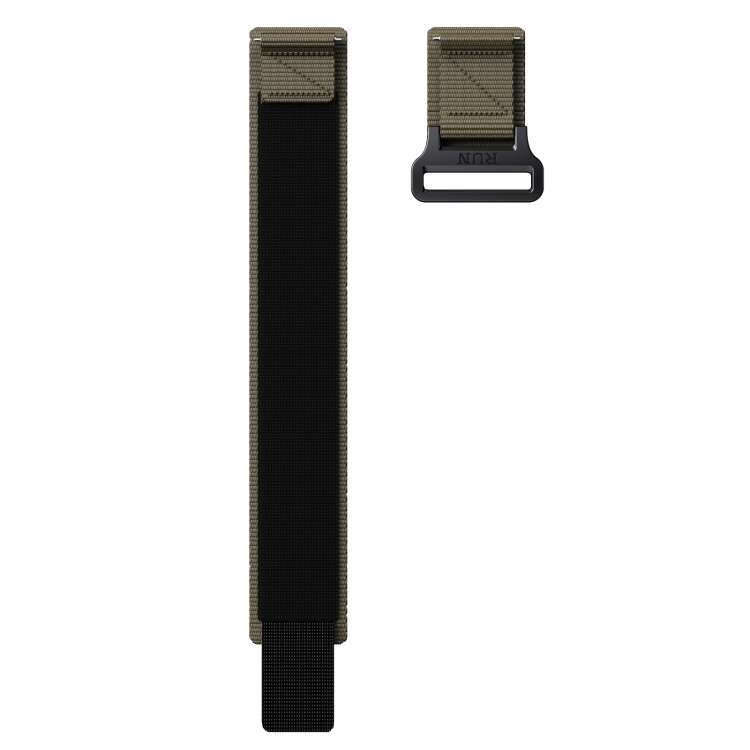 22mm Two Color Nylon Canvas Hook And Loop Fastener Watch Band(Army Green+Black)