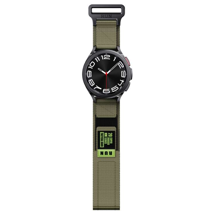 22mm Two Color Nylon Canvas Hook And Loop Fastener Watch Band(Army Green+Black)