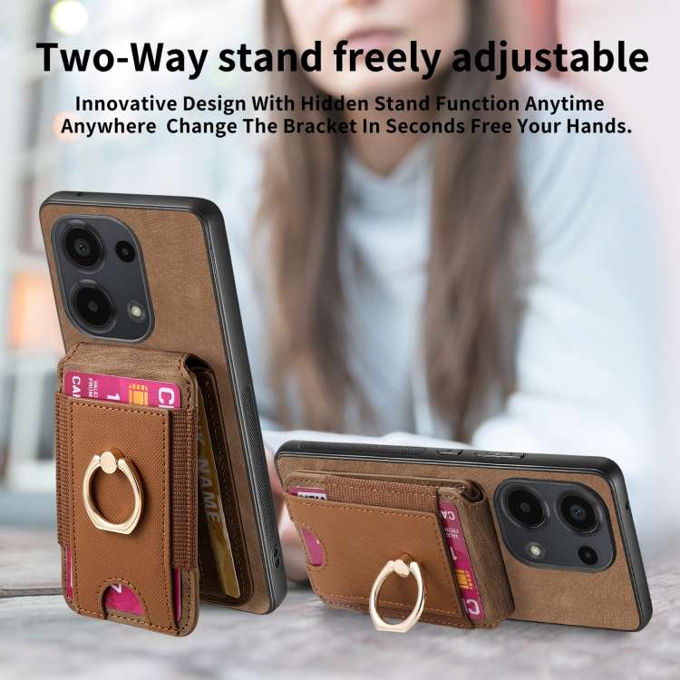 For Xiaomi Redmi 10C Retro Splitable Magnetic Stand Card Bag Leather Phone Case(Brown)