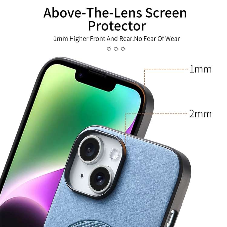 For iPhone 14 Pro Solid Color Retro Magsafe PU Back Cover Phone Case(Blue)