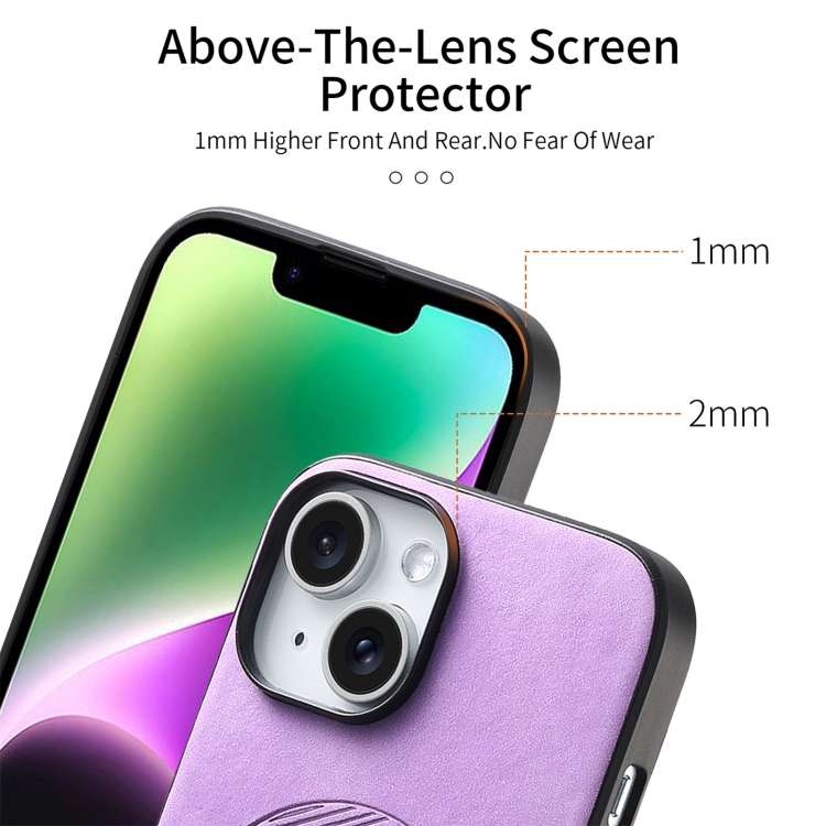 For iPhone 7 / 8 / SE 2022 Solid Color Retro Magsafe PU Back Cover Phone Case(Purple)