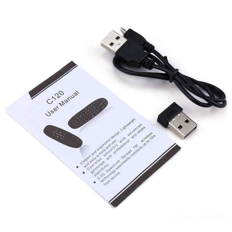 C120 2.4G Mini Keyboard Wireless Remote Mouse with 3-Gyro & 3-Gravity Sensor for PC / HTPC / IPTV /