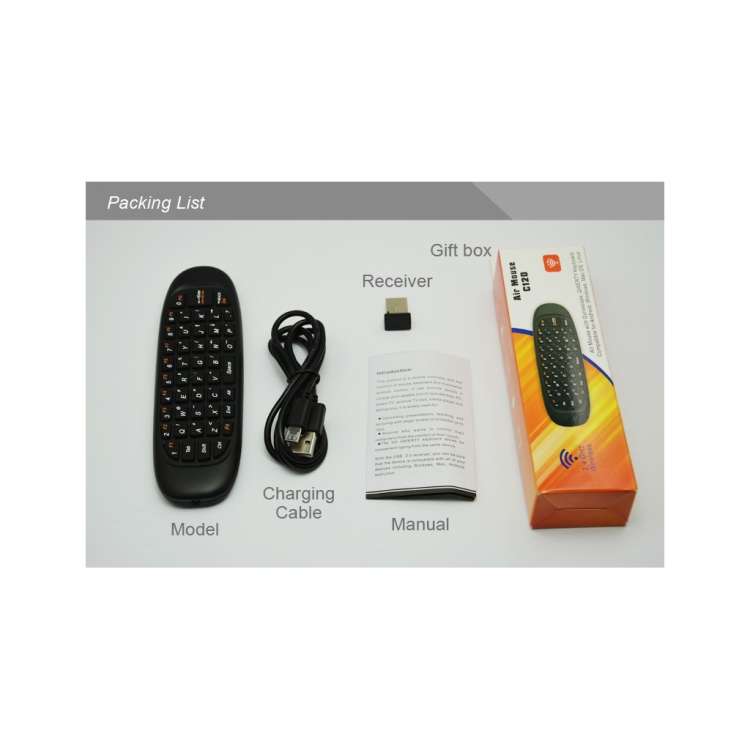 C120 2.4G Mini Keyboard Wireless Remote Mouse with 3-Gyro & 3-Gravity Sensor for PC / HTPC / IPTV /