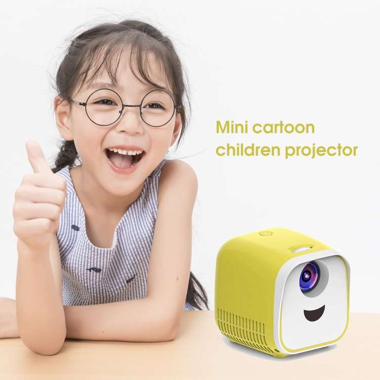 L1 Children Projector Mini LED Portable Home Speaker Projector, US Plug(Yellow)