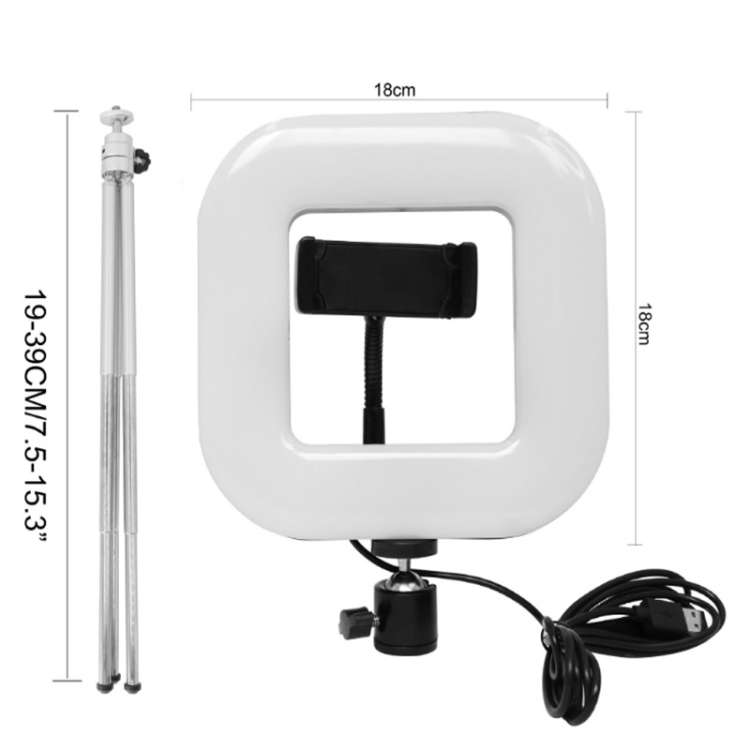 XWJ-D21C Dimmable LED Square Light With Tripod Net Red Live Fill Light Phone Holder