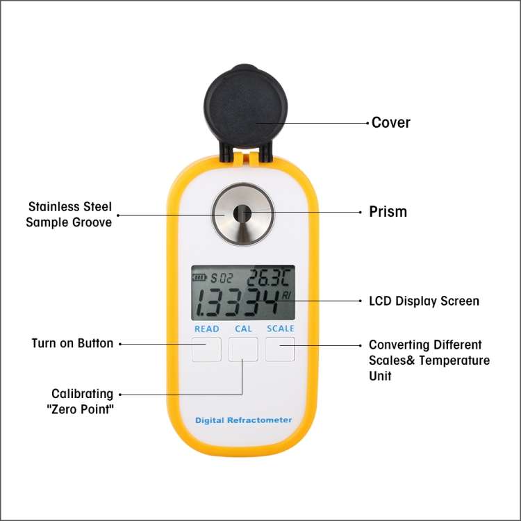 DR301 Digital Honey Refractometer Measuring Sugar Content Meter Range 090 Brix Refractometer Baume H