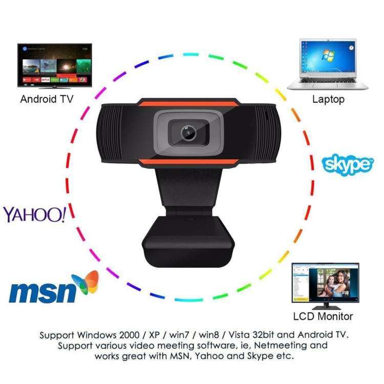 Webcam HD 480P PC Camera for Skype for Android TV   Rotatable Computer Camera USB Web Cam
