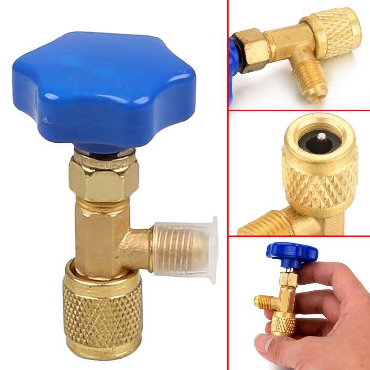 Blue Metal Valve Bottle Opener 1/4 SAE Connector Dispensing Refrigerant Valve Bottle Openers for R2