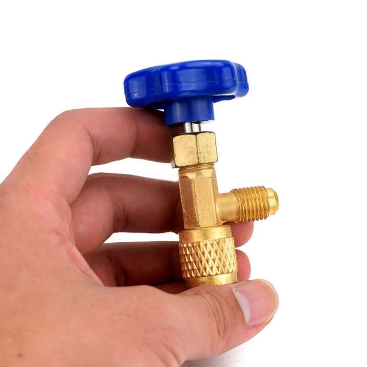 Blue Metal Valve Bottle Opener 1/4 SAE Connector Dispensing Refrigerant Valve Bottle Openers for R2