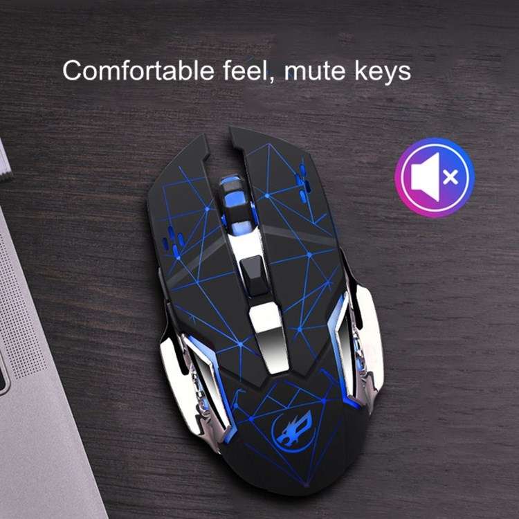 WARWOLF  Q8 Wireless Rechargeable Mouse Glowing Gaming Mouse(Black)