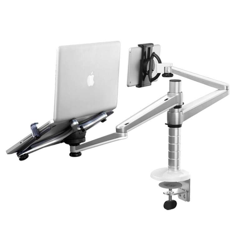 OA-9X Aluminum Alloy Height Adjustable Universal Rotation Double Arm Holder Notebook Tablet Combinat