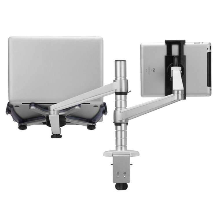 OA-9X Aluminum Alloy Height Adjustable Universal Rotation Double Arm Holder Notebook Tablet Combinat
