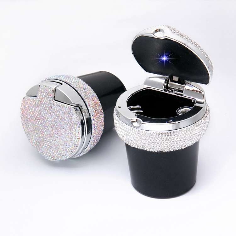 Studded Diamond Car Ashtray with Led Lamp(AB)
