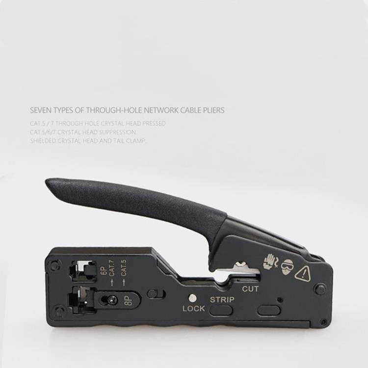 Multifunctional Seven-type Through-hole Crystal Head 6P8P Wire Stripping Network Tool Extrusion Crim