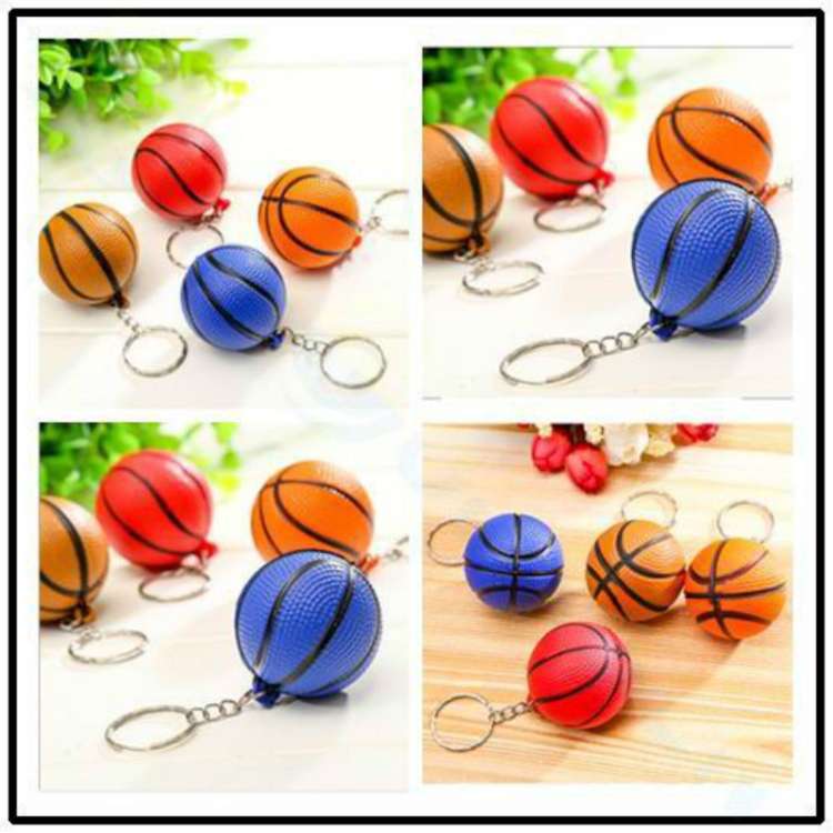 5 PCS Plastic Mini Basketball Keychain Men Car Key Ring Sports Souvenir Holiday Gift Random Color De