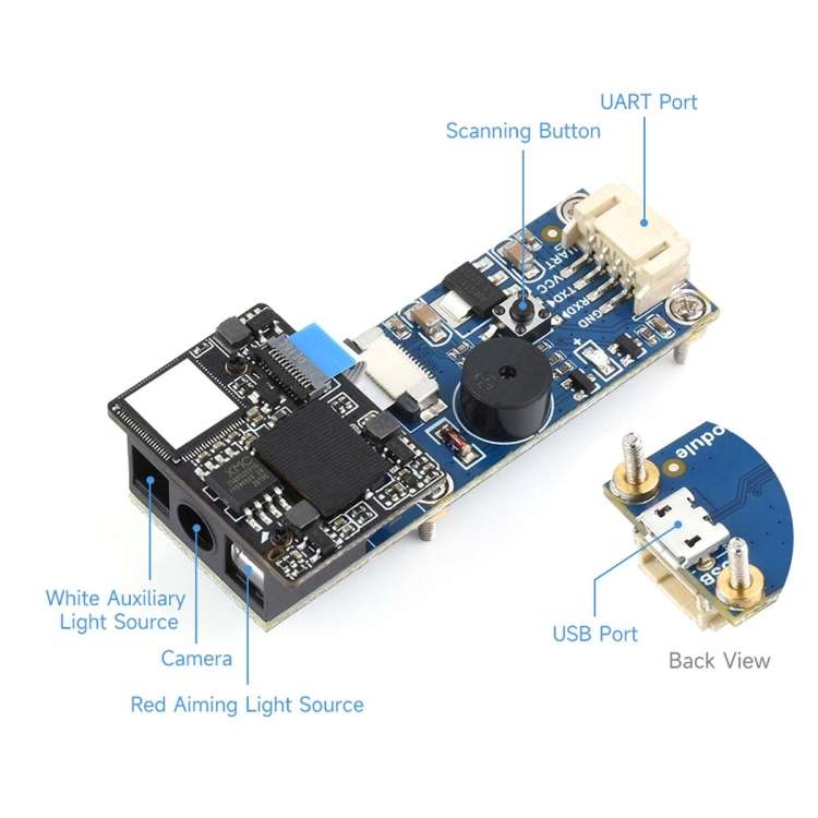 Waveshare 2D Codes Scanner Module Supports 4mil High-density Barcode Scanning,23962