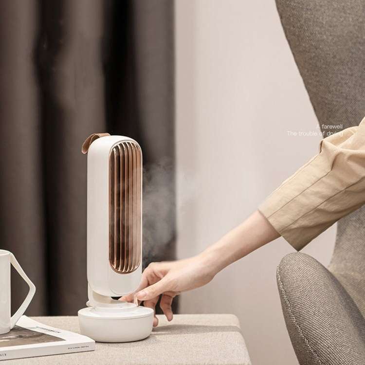 Retro Humidification Tower Fan USB Leafless Fan Water Cooling Spray Humidification Desktop Fan Coole