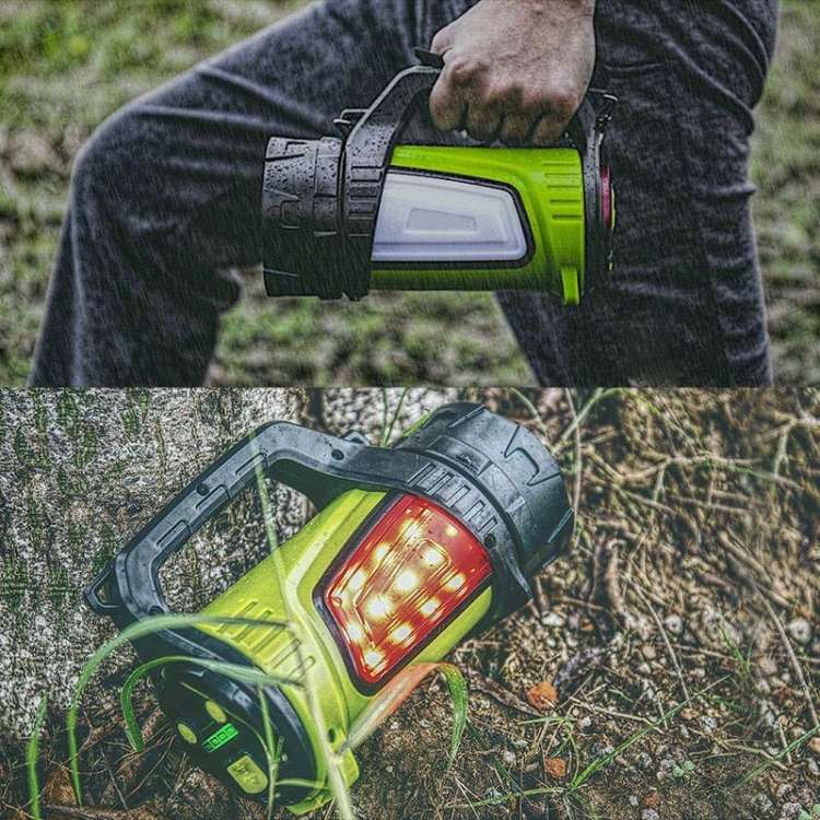 KINSACH Camping Light Outdoor Waterproof Multifunctional Portable Searchlight, Style:7028M(Green)
