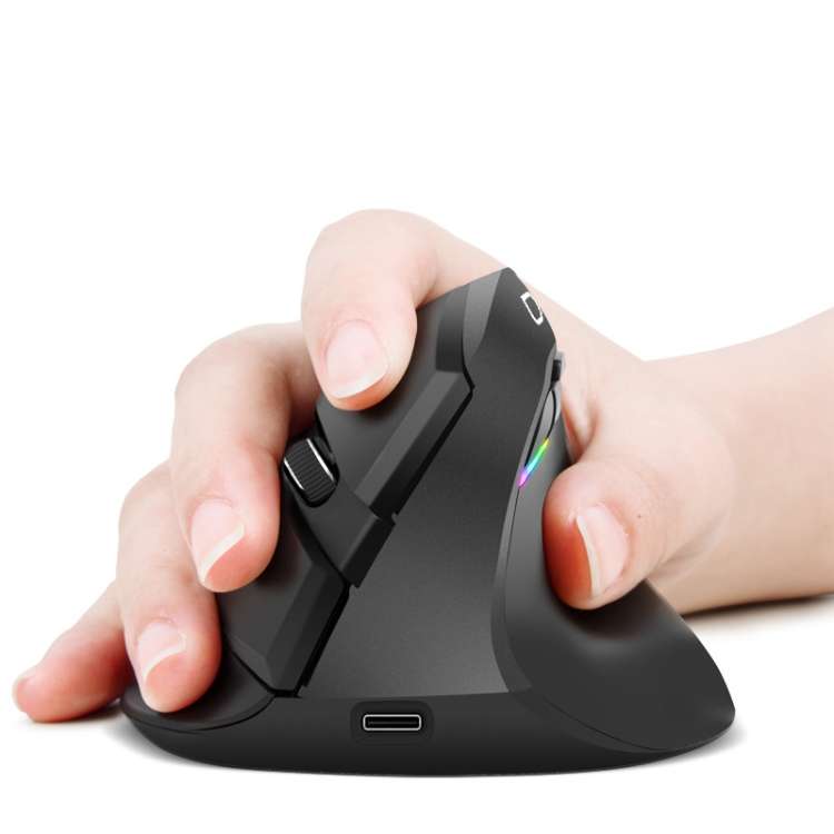 DELUX M618Mini Colorful Wireless Luminous Vertical Mouse Bluetooth Rechargeable Vertical Mouse(Pearl