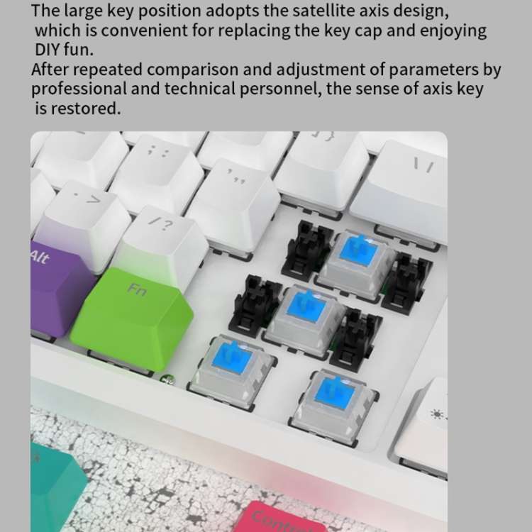 Ajazz K870T 87-keys Wired Bluetooth + Type-C Rechargeable Mechanical Keyboard  Mini RGB Backlit Keyb