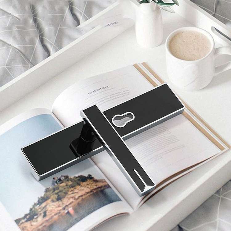 Mute Strong Magnetic Aluminum Alloy Interior Door Lock Door Bedroom Hardware Handle Lock, Color:Blac