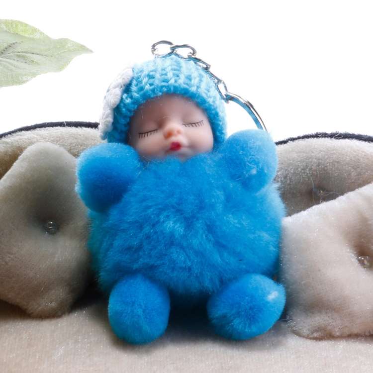 Sleeping Baby Doll Ball Key Chain Car Keyring Holder Bag Pendant Charm Keychain(Magenta)