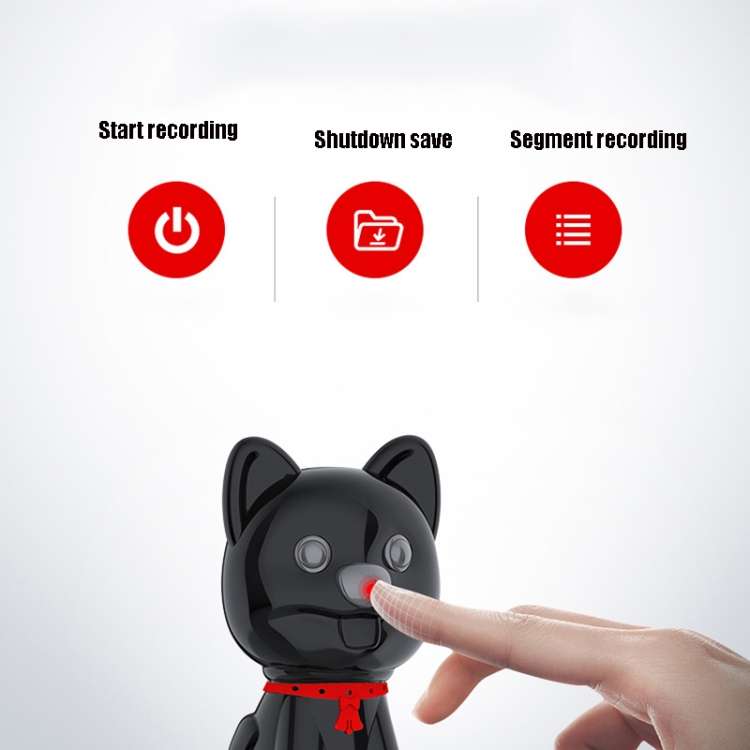 E300 Cute Pet High-Definition Noise Reduction Smart Voice Recorder MP3 Player, Capacity: 8GB(Black)