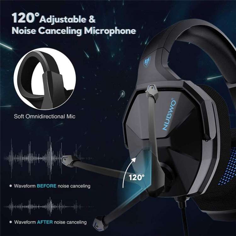 NUBWO N13 Heavy Bass Gaming Headphone with Microphone, Cable Length:1.6m