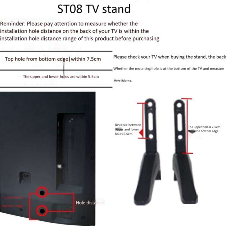 ST08 Punch-Free Base Stand Desktop Stand Holder for 32-65 inch LCD LED Flat Panel Television