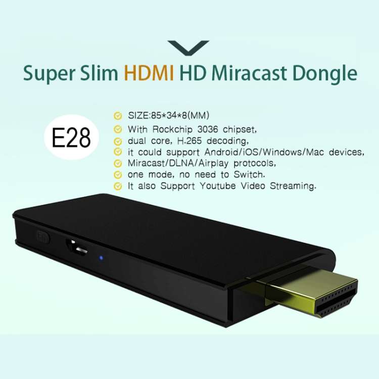 WECAST E28 2.4GHz Wireless WiFi Display Dongle Receiver Airplay Miracast DLNA 1080P HD TV Stick