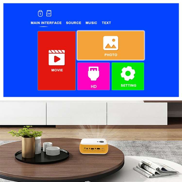 A10 480x360 Pixel Projector Support 1080P Projector ,Style: Same-screen White Yellow(EU Plug)
