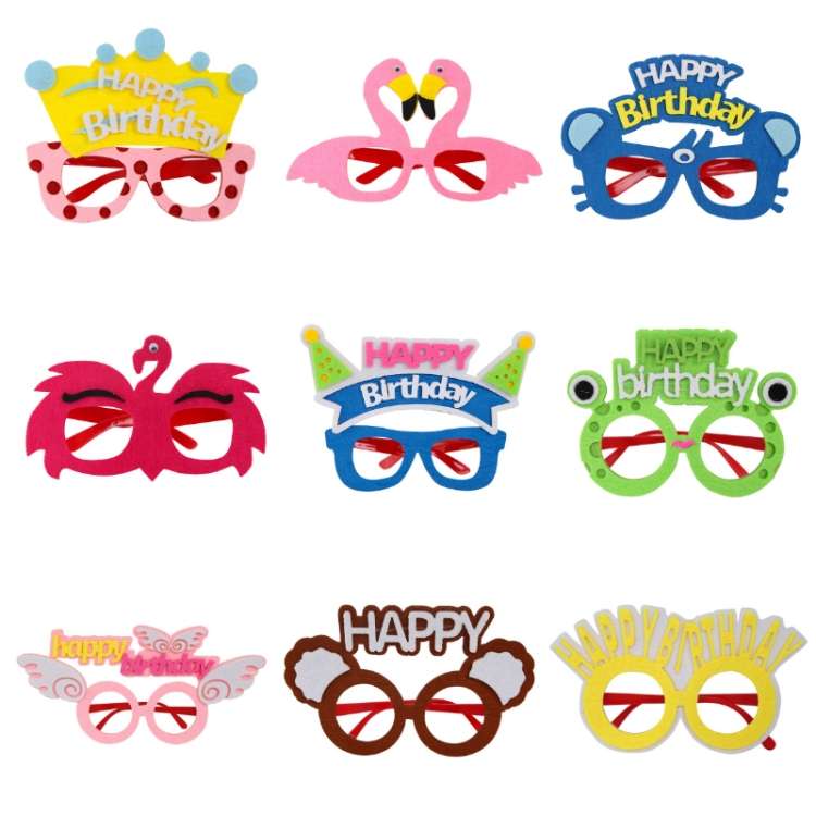 2 PCS Funny Glasses Birthday Party Cartoon Decoration Photo Props, Shape: Yellow Letters