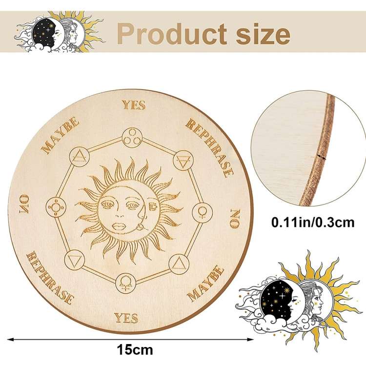 Carving Pattern Round Wood Craft Ouija Board 15cm(4)