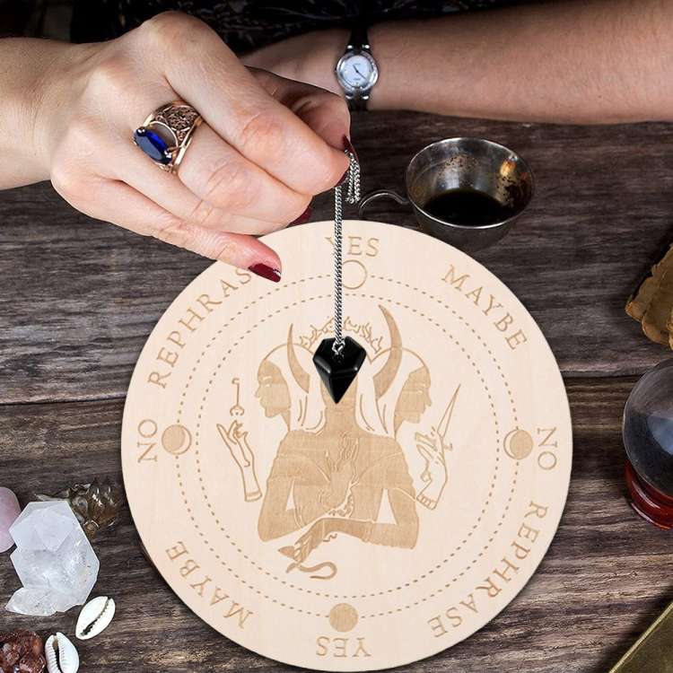Carving Pattern Round Wood Craft Ouija Board 15cm(4)