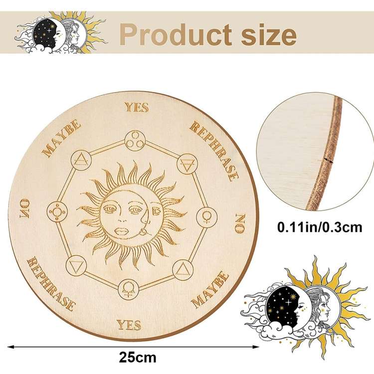 Carving Pattern Round Wood Craft Ouija Board 25cm(7)
