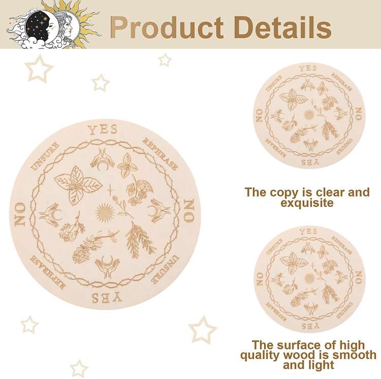 Carving Pattern Round Wood Craft Ouija Board 25cm(7)